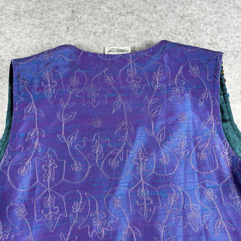 Vintage Coldwater Creek Purple Patchwork Tapestry Vest Womens L Jacquard Boho - Picture 10 of 12